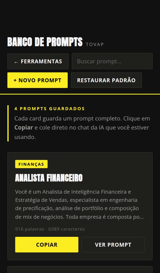 Banco de Prompts no celular